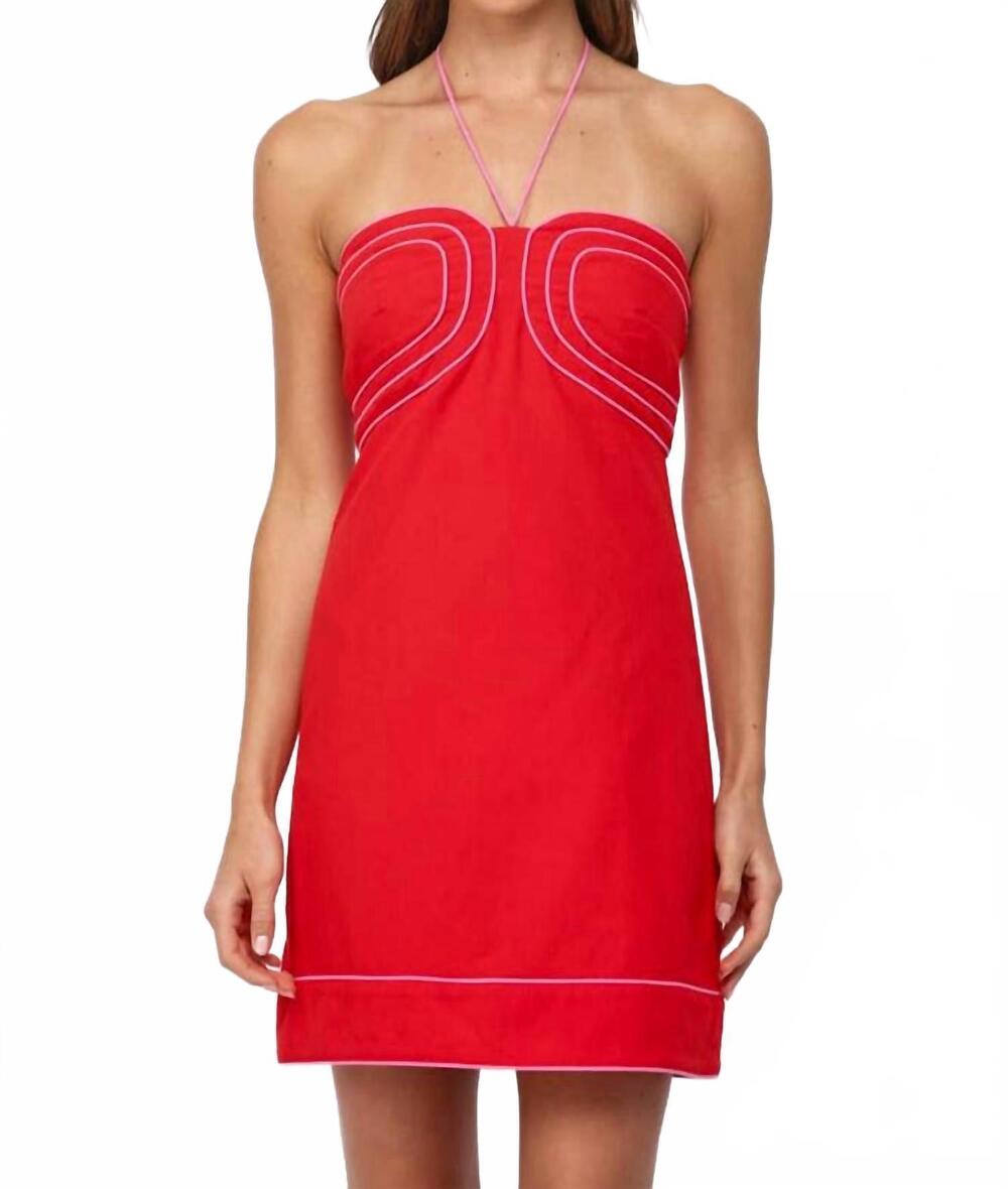 NEW FATE halter neck mini dress in red
